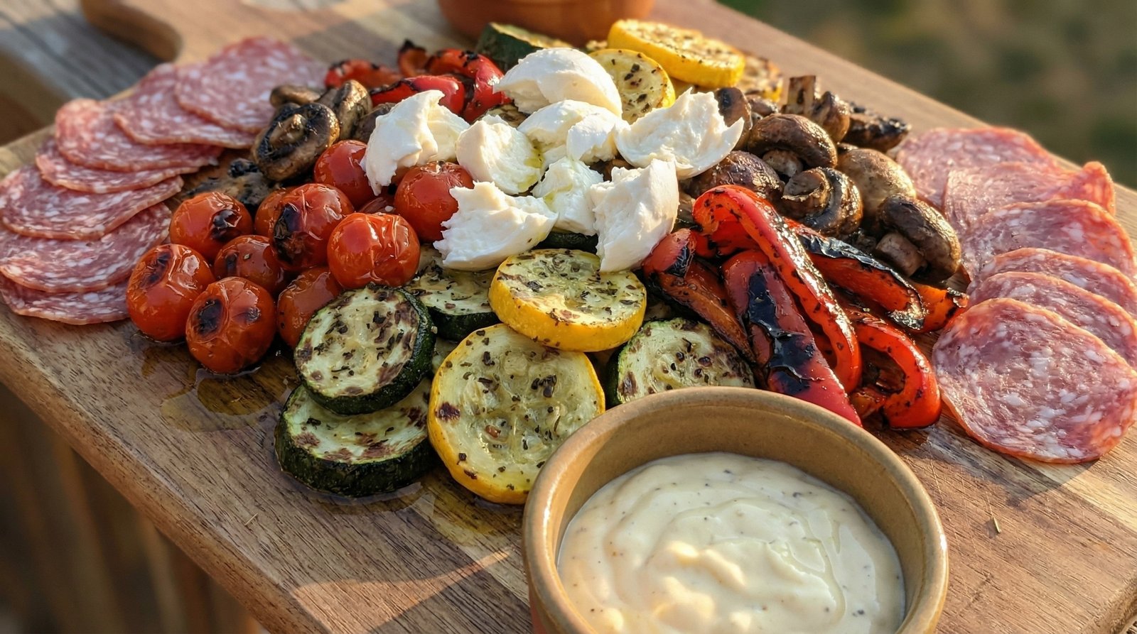 Grilled Antipasti Platter with Lemon Aioli
