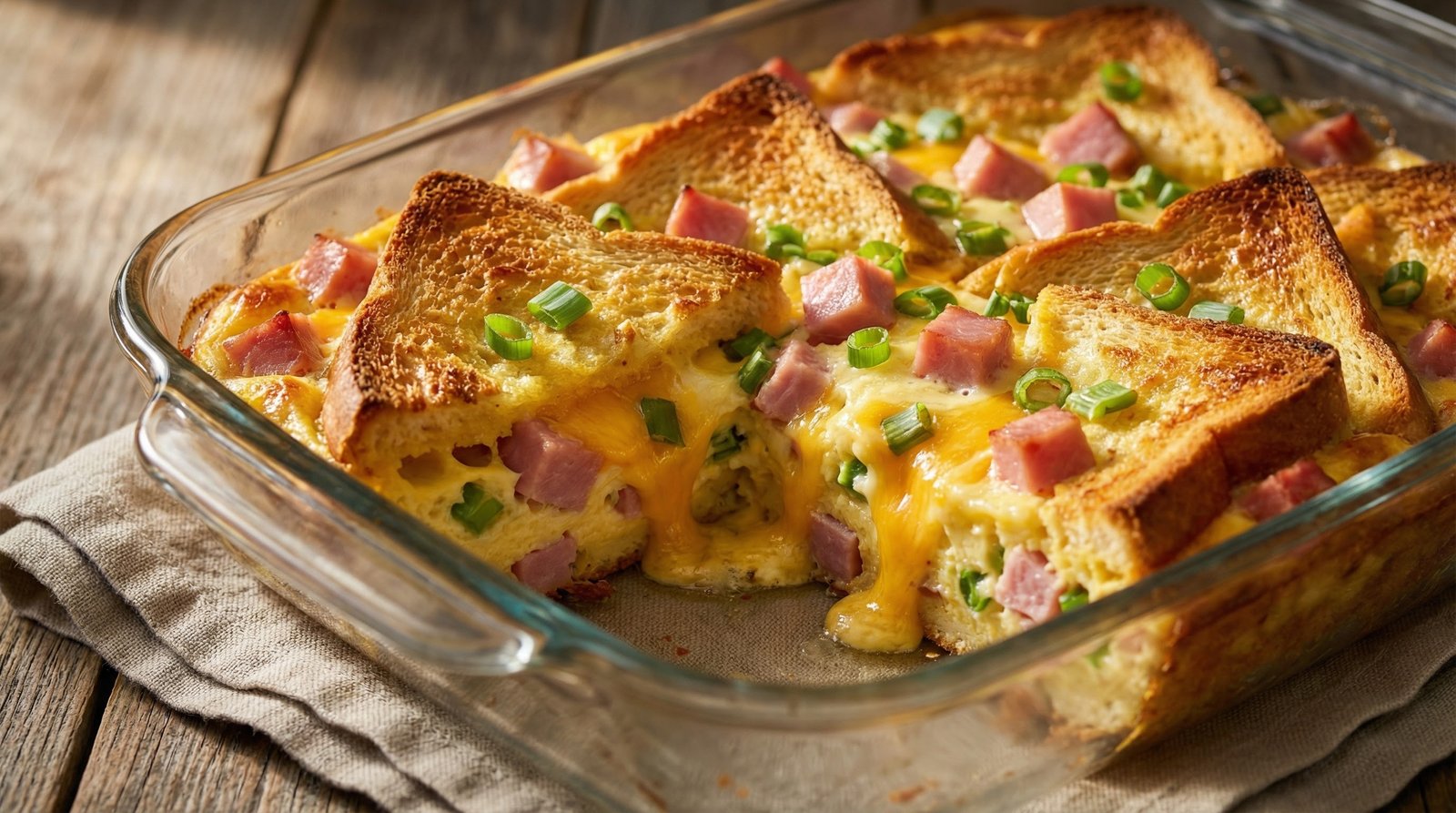 Ham and Cheddar Strata