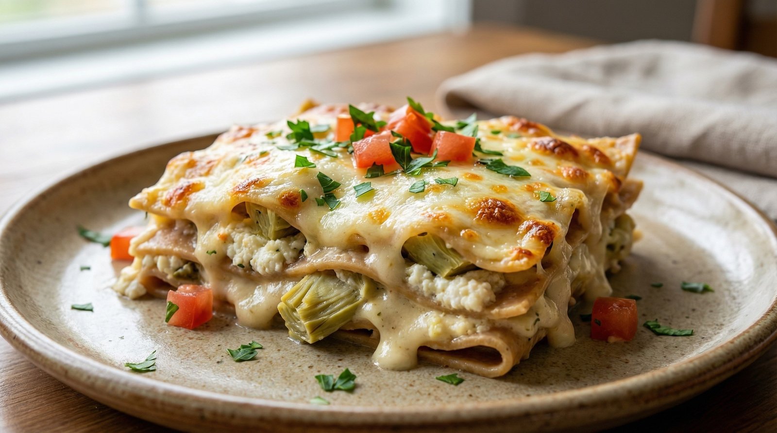 Creamy Ricotta and Artichoke Lasagna