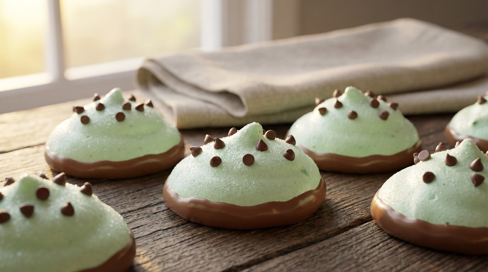 Mint Chocolate Chip Meringues