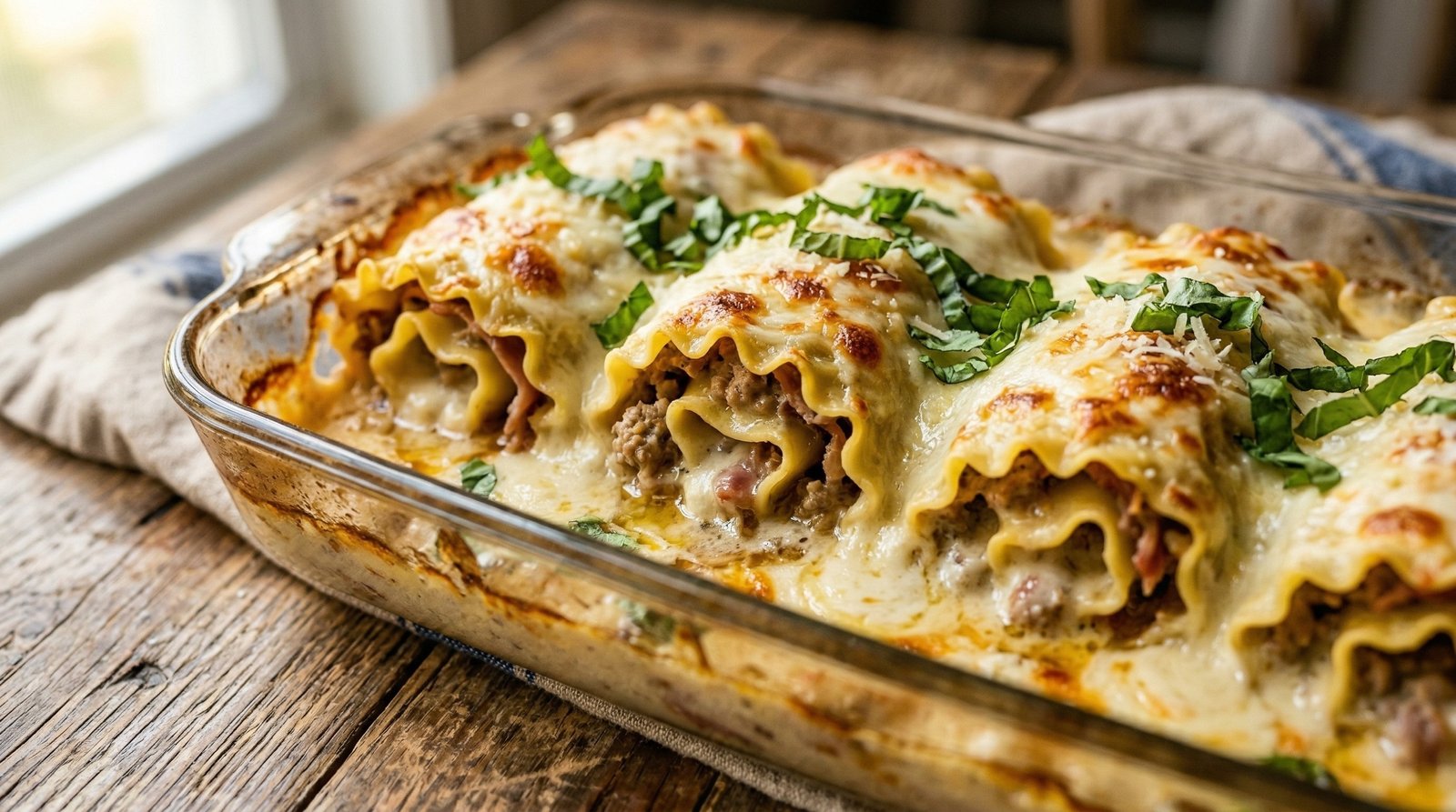White Lasagna Roll-Ups with Turkey and Prosciutto