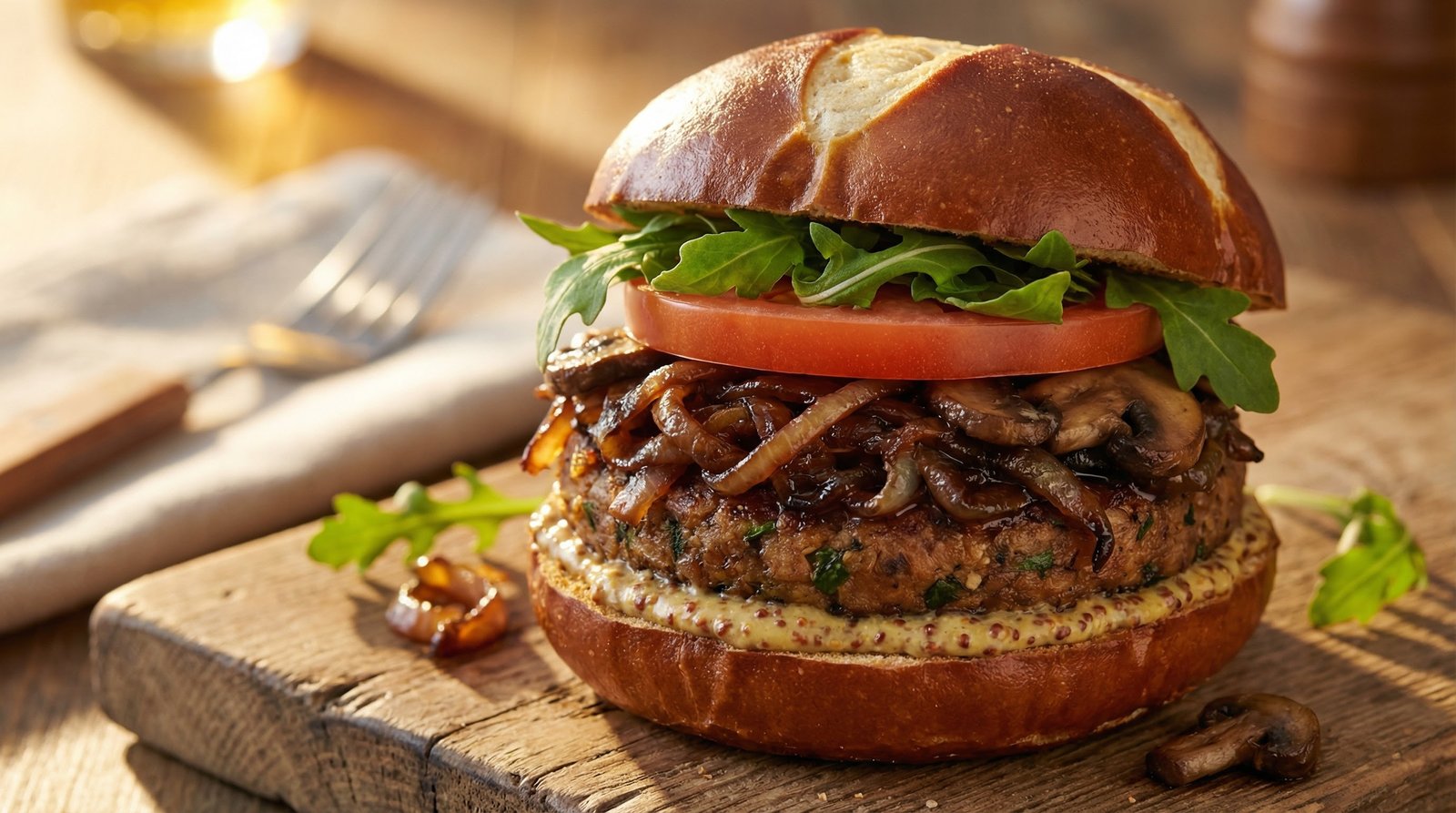 Veggie Burgers with Caramelized Onions