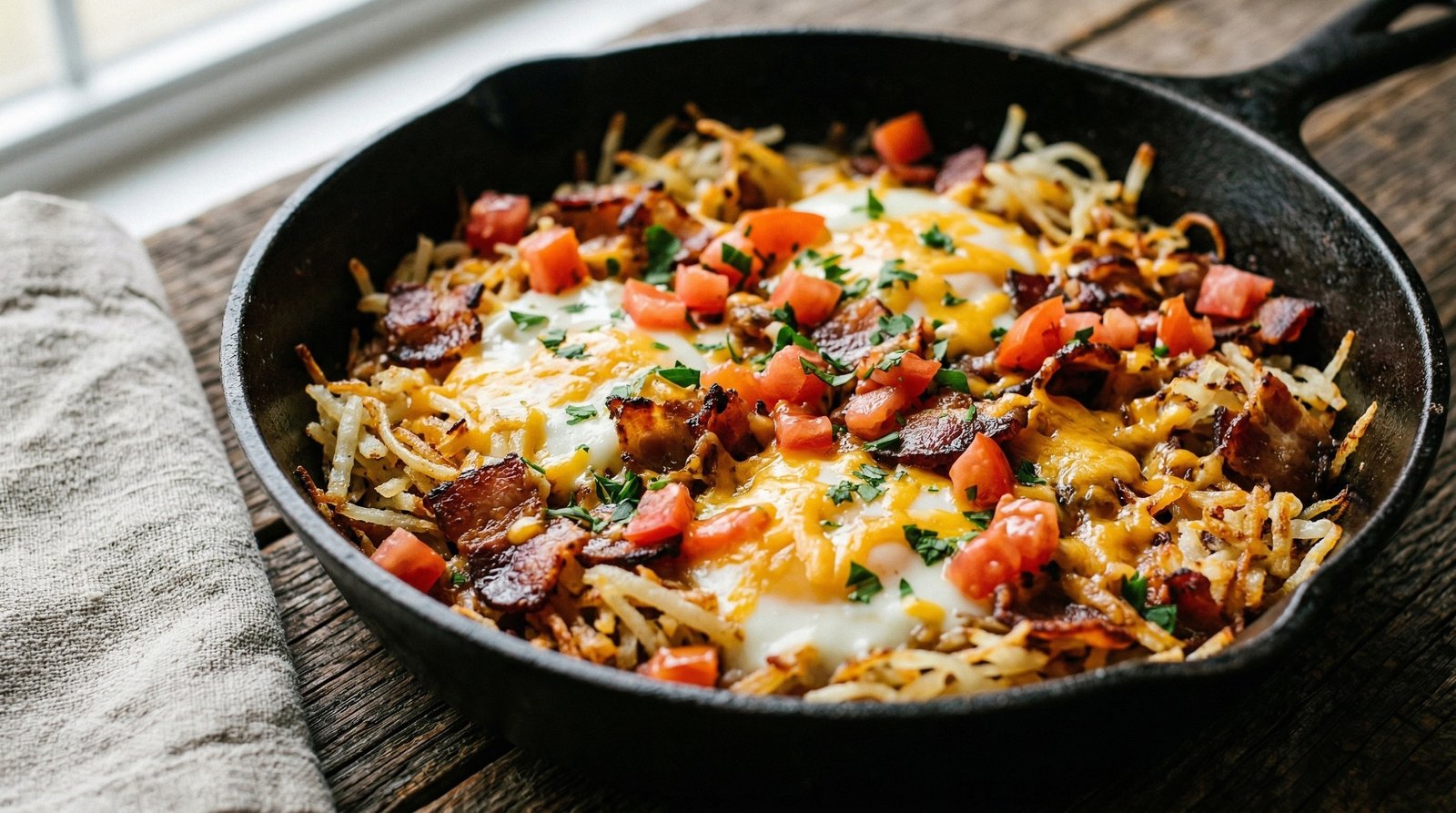 Bacon and Hash Brown Breakfast Skillet