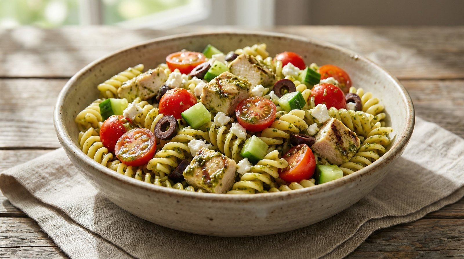Mediterranean Chicken Pasta Salad