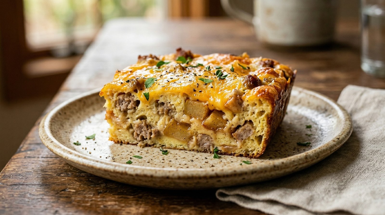 Apple, Sausage & Cheddar Breakfast Bake
