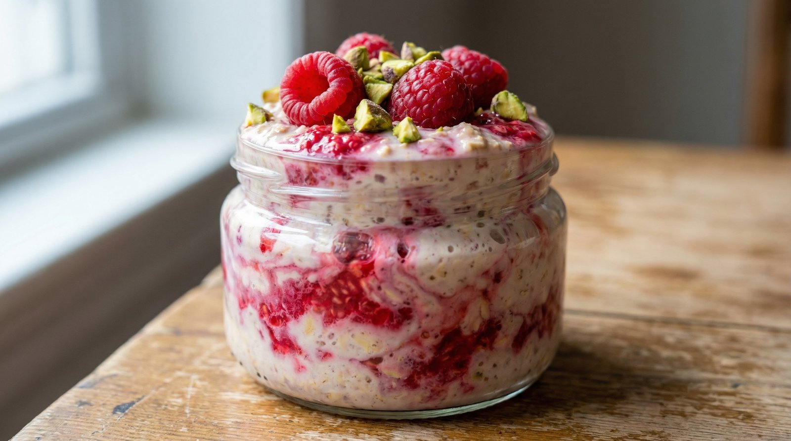 Smashed Raspberry Overnight Oats