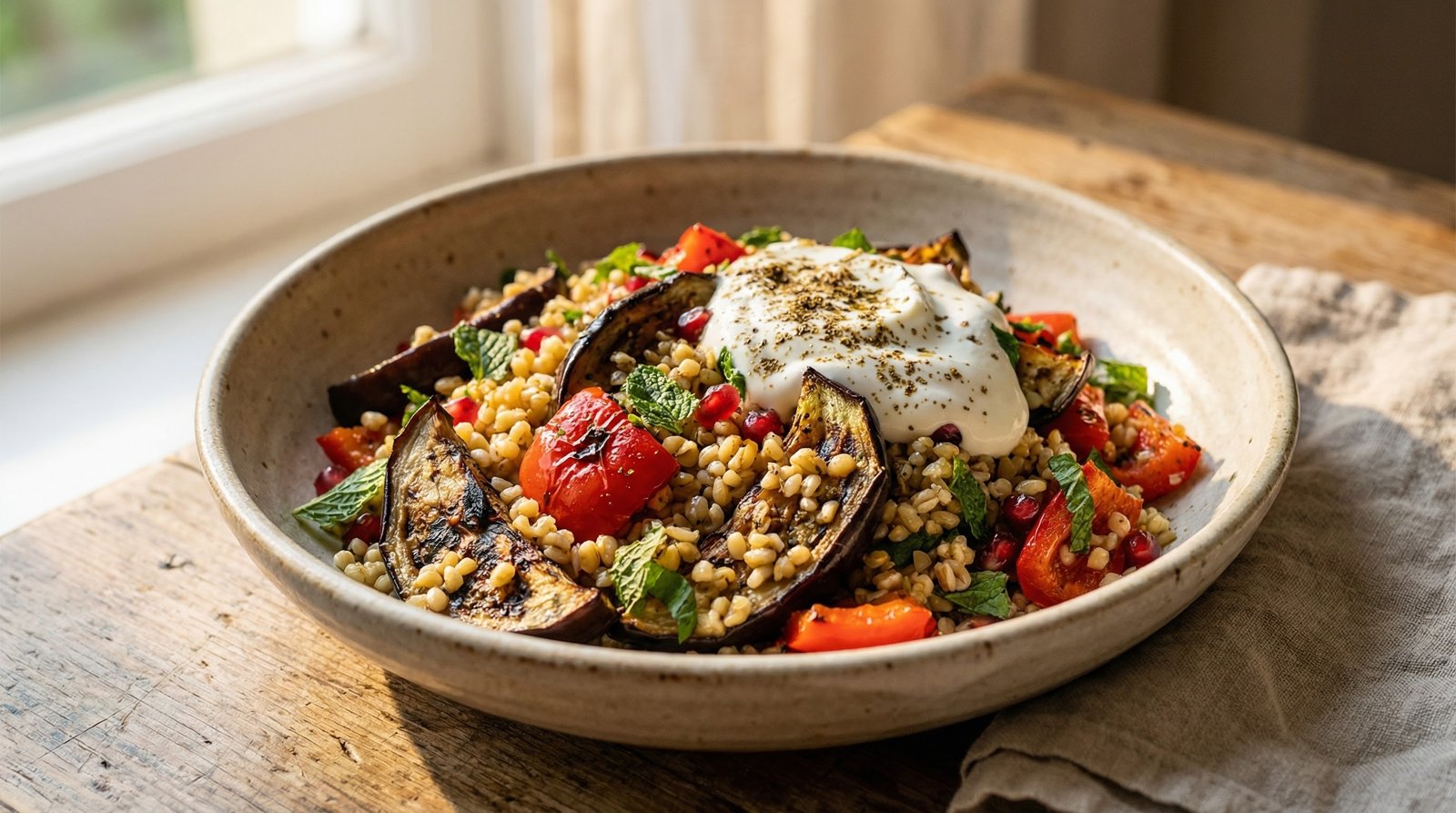 Spiced Veg & Lemony Bulgar Salad