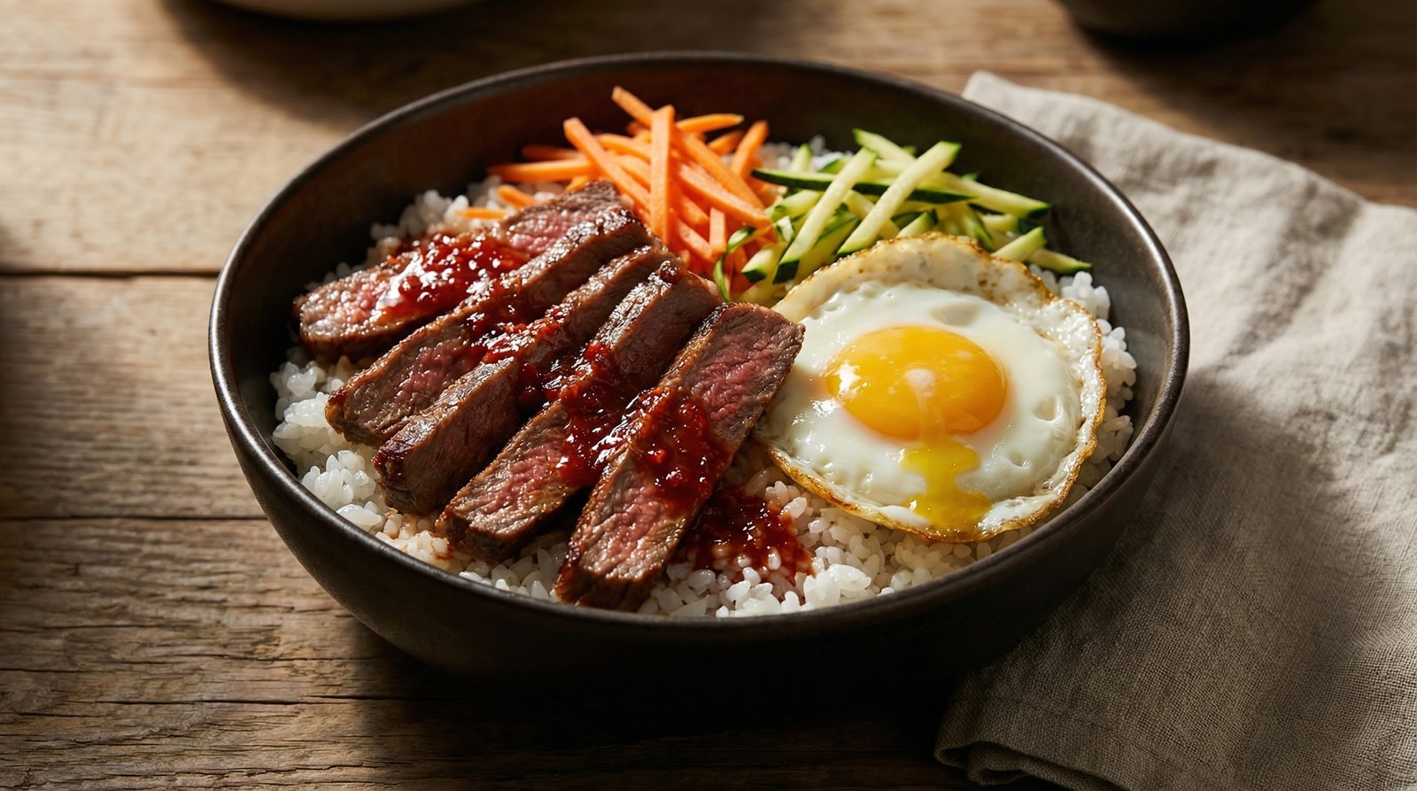 Sushi Rice Bowl with Beef and Egg