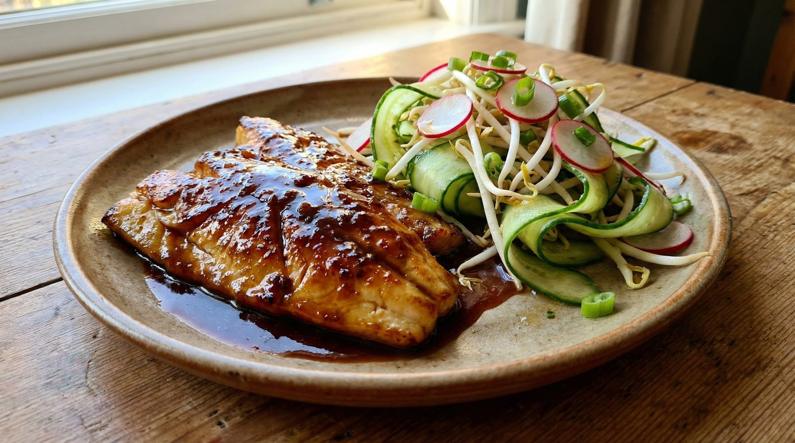 Miso Pollack with Cucumber Salad