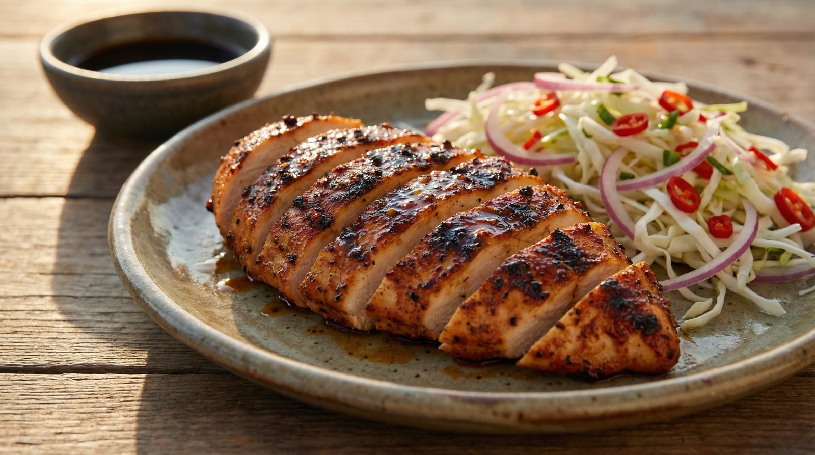 Spice-Crusted Chicken with Asian Slaw