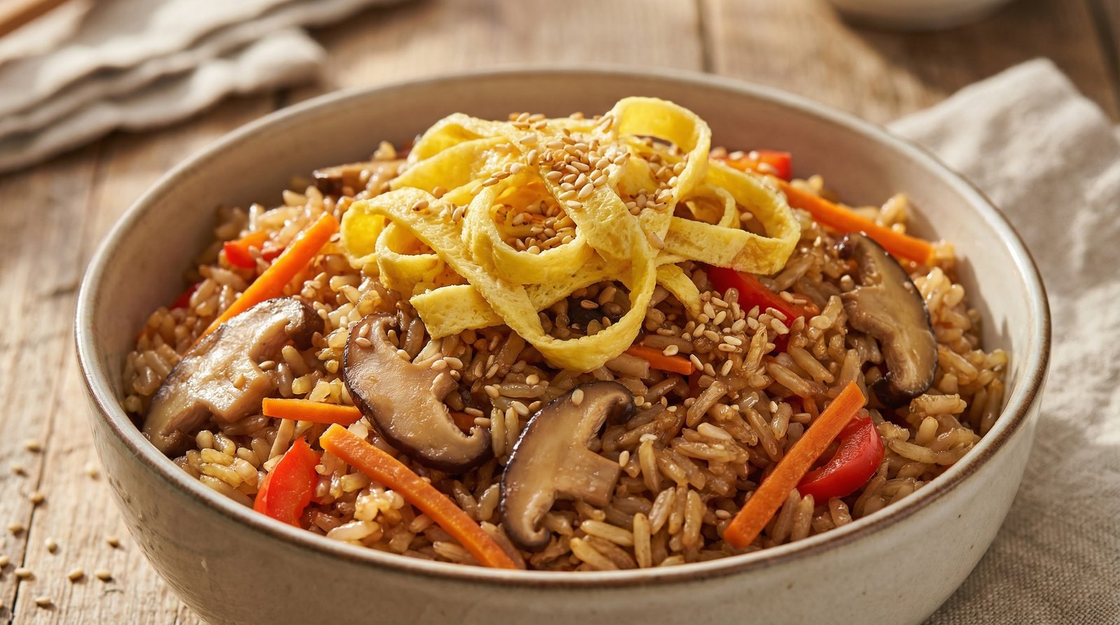 Brown Rice Stir-Fry With Omelette