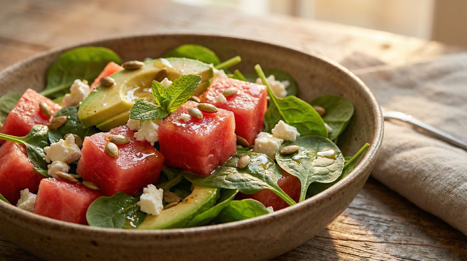 Watermelon and Spinach Salad