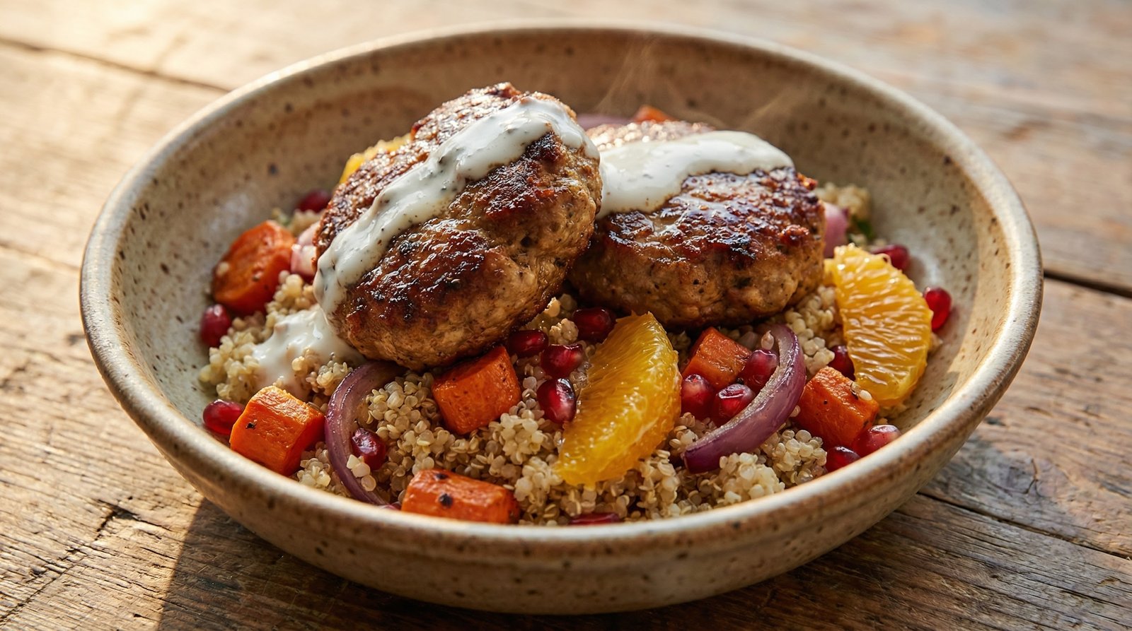 Spiced Turkey Patties with Quinoa Salad