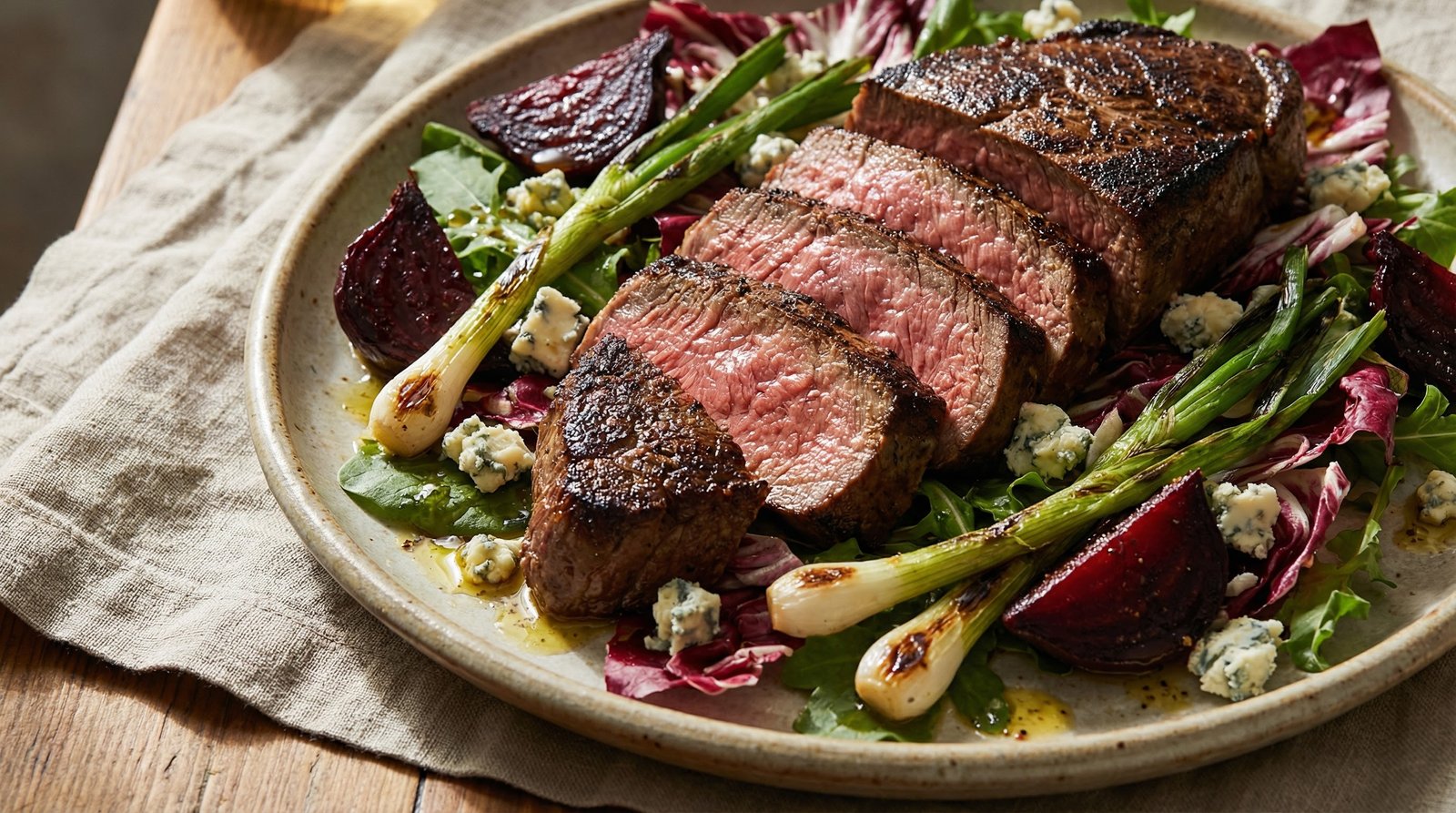 Steak Salad with Charred Green Onions