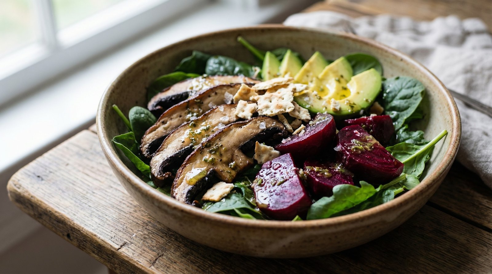 Beet, Mushroom and Avocado Salad