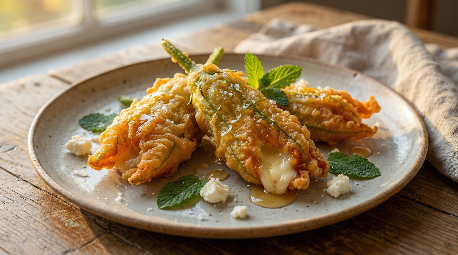 Fried Stuffed Squash Blossoms