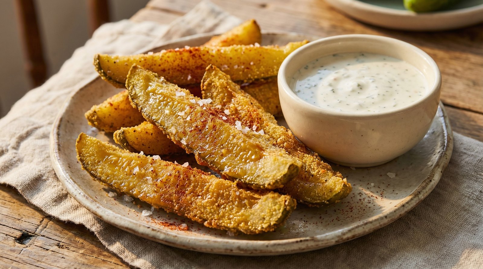 Crispy Fried Pickle Spears with Ranch