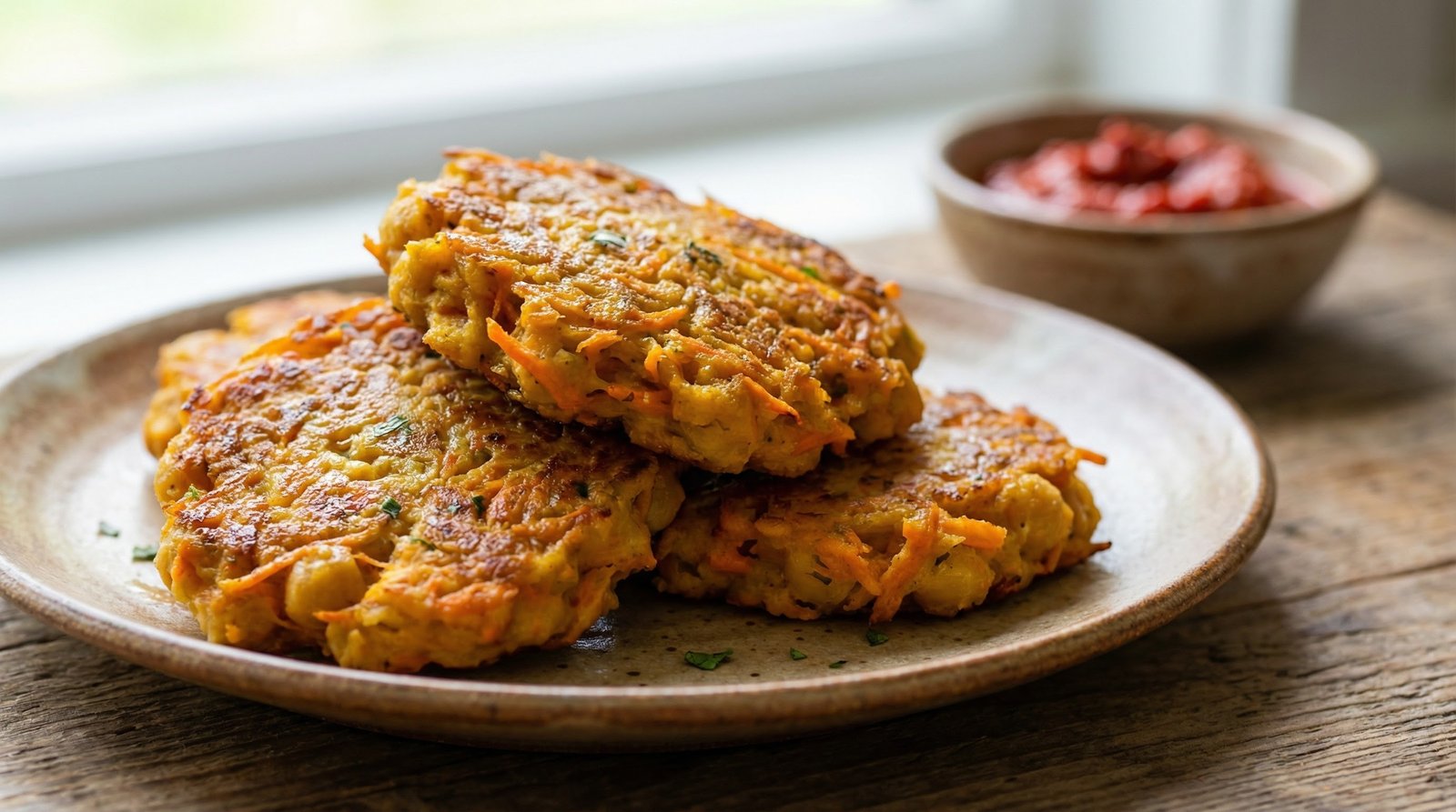 Crispy Silk Road Chickpea and Carrot Fritters