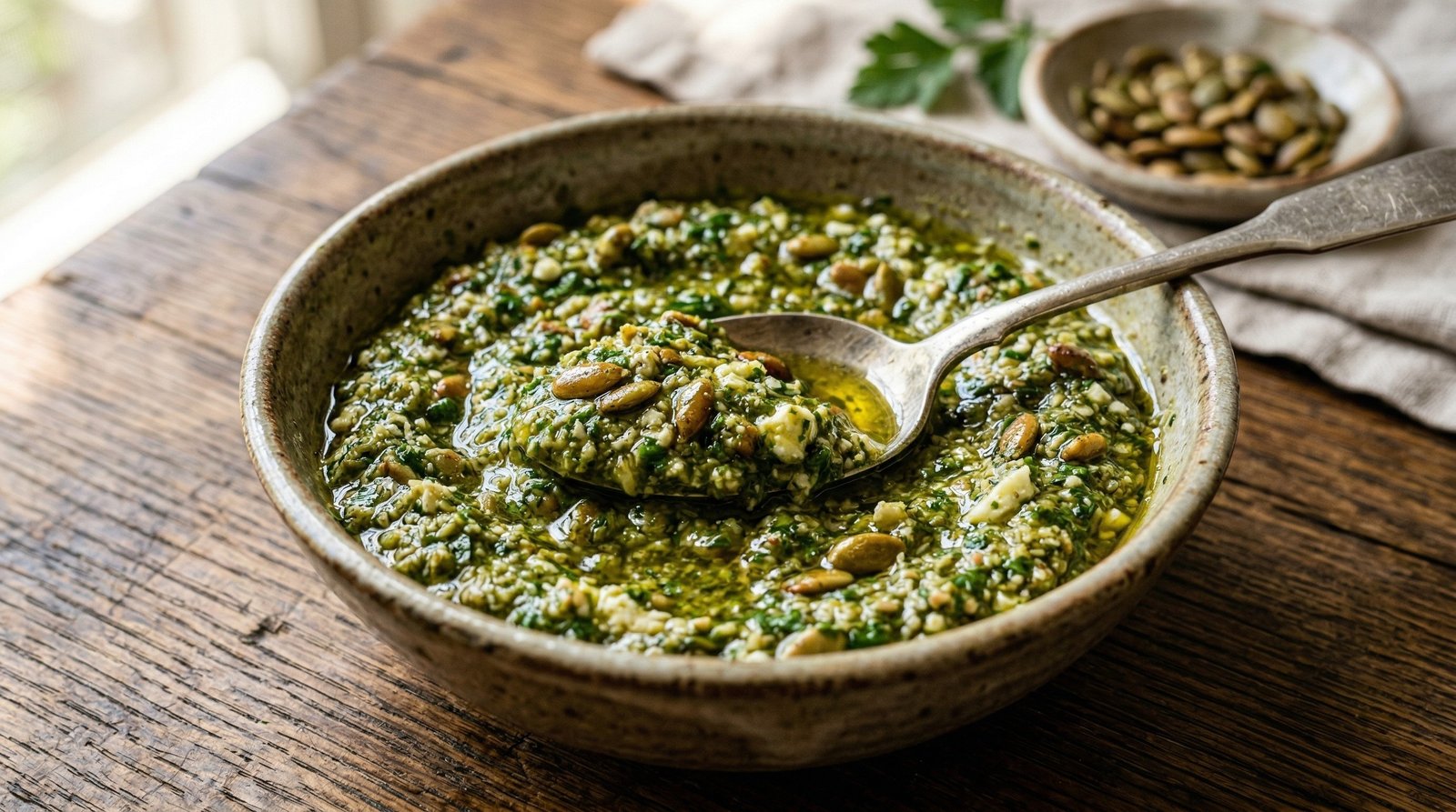 Toasted Pepita and Goat Cheese Pesto