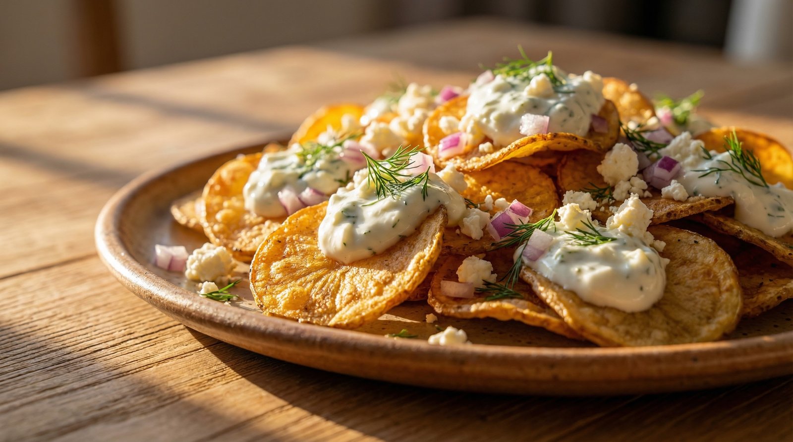 Baked Loaded Greek Potato Chips