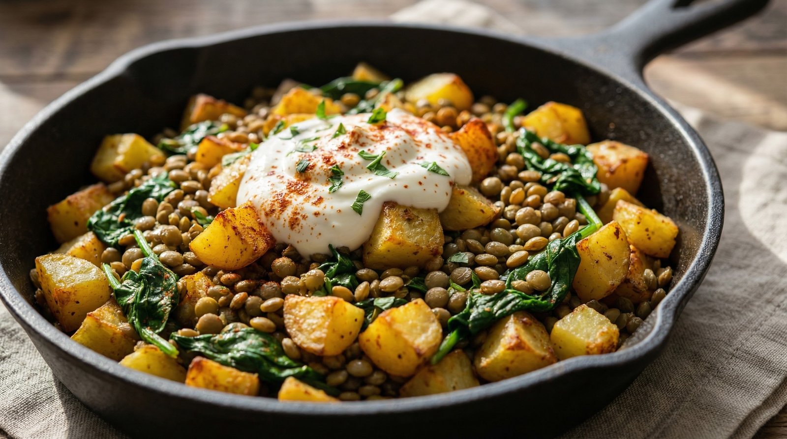 One-Pot Spiced Potato and Lentil Skillet