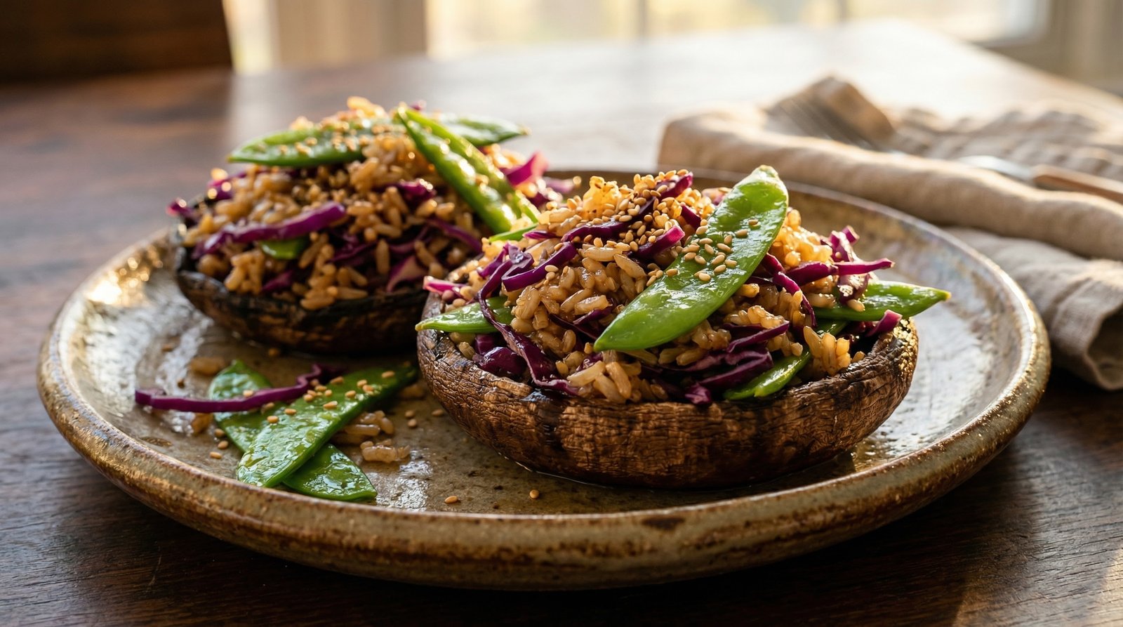 Ginger-Soy Stuffed Portobellos