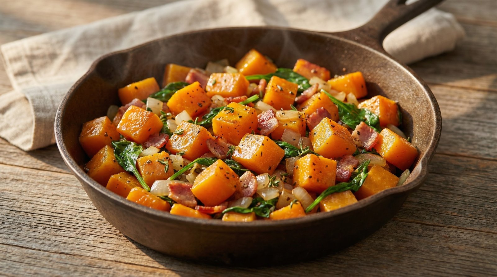 Skillet Butternut Squash and Bacon Sauté