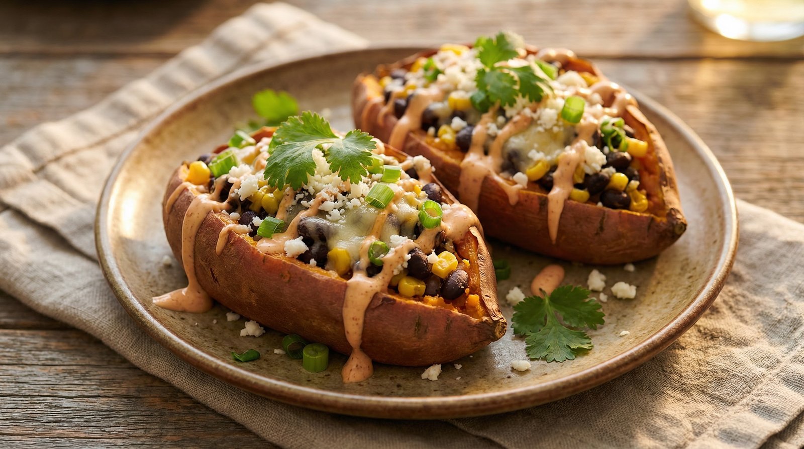 Smoky Black Bean Stuffed Sweet Potatoes