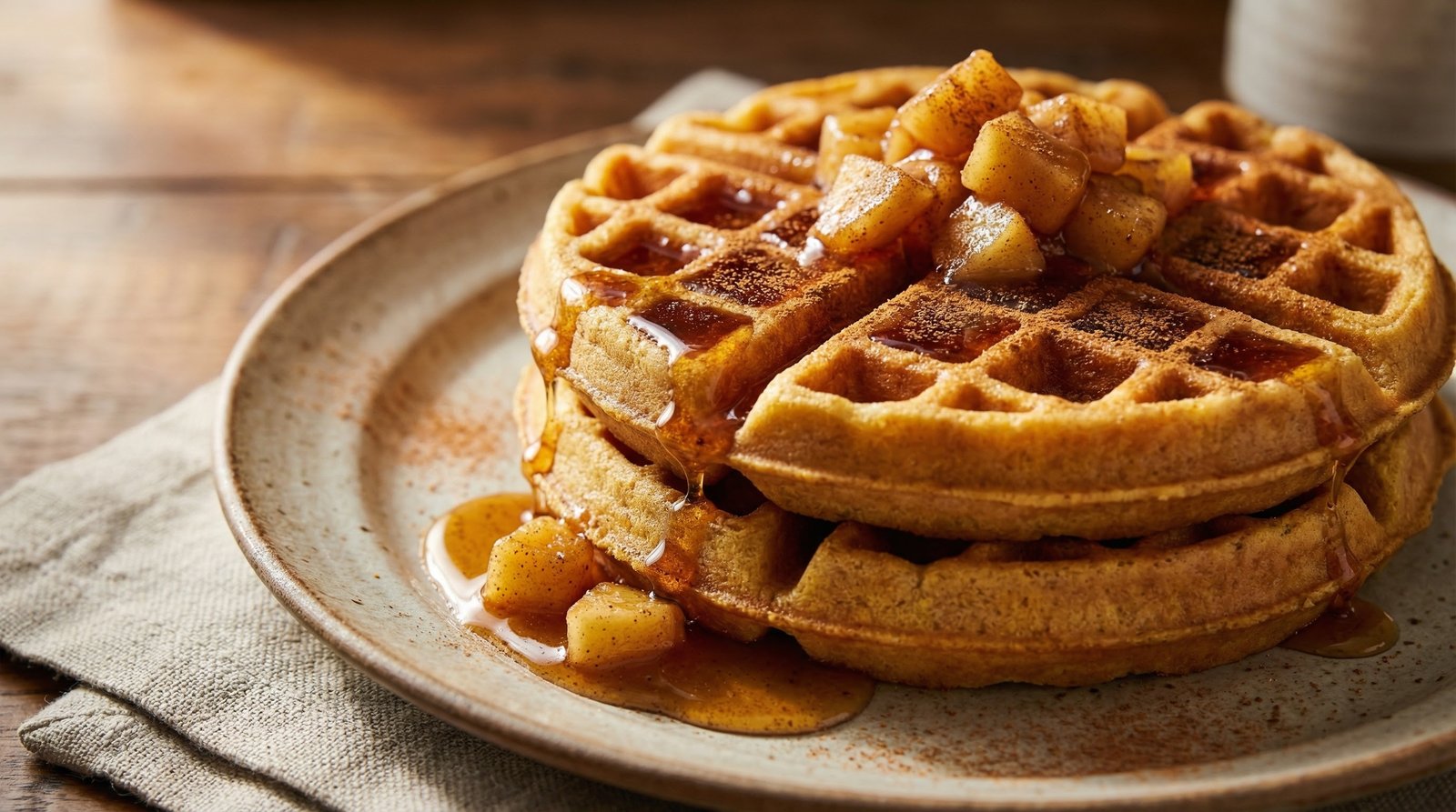 Crispy Cinnamon Cornbread Waffles
