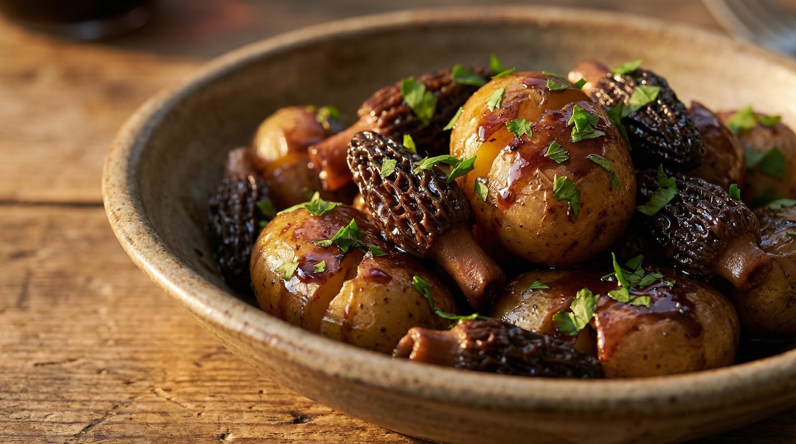 One-Pan Braised Morels and Potatoes
