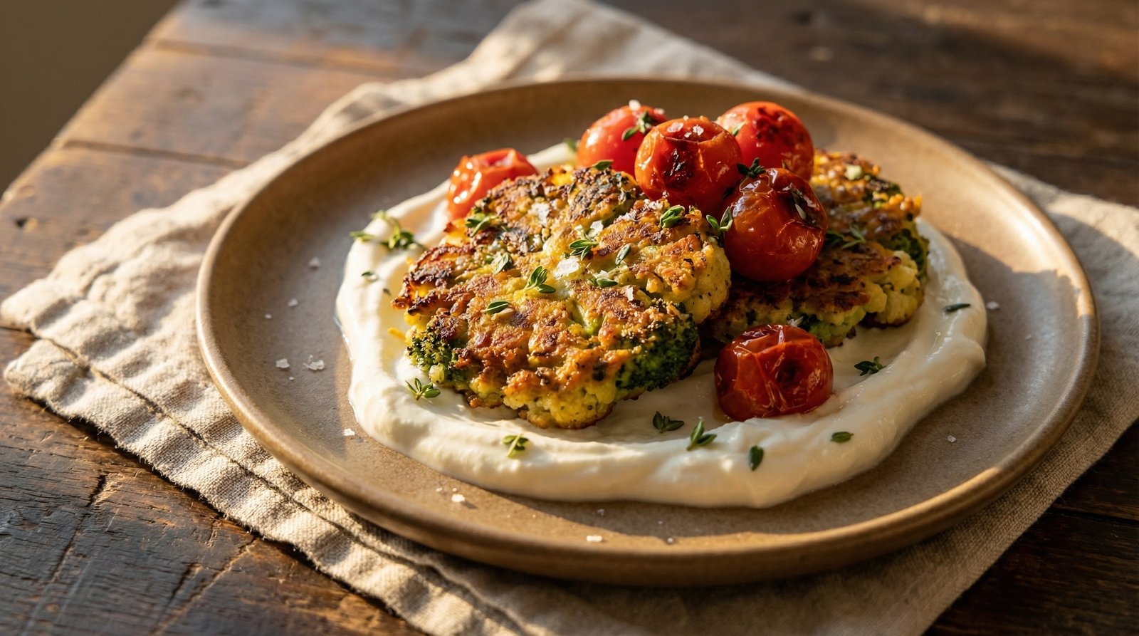 Crispy Broccoli and Cauliflower Fritters