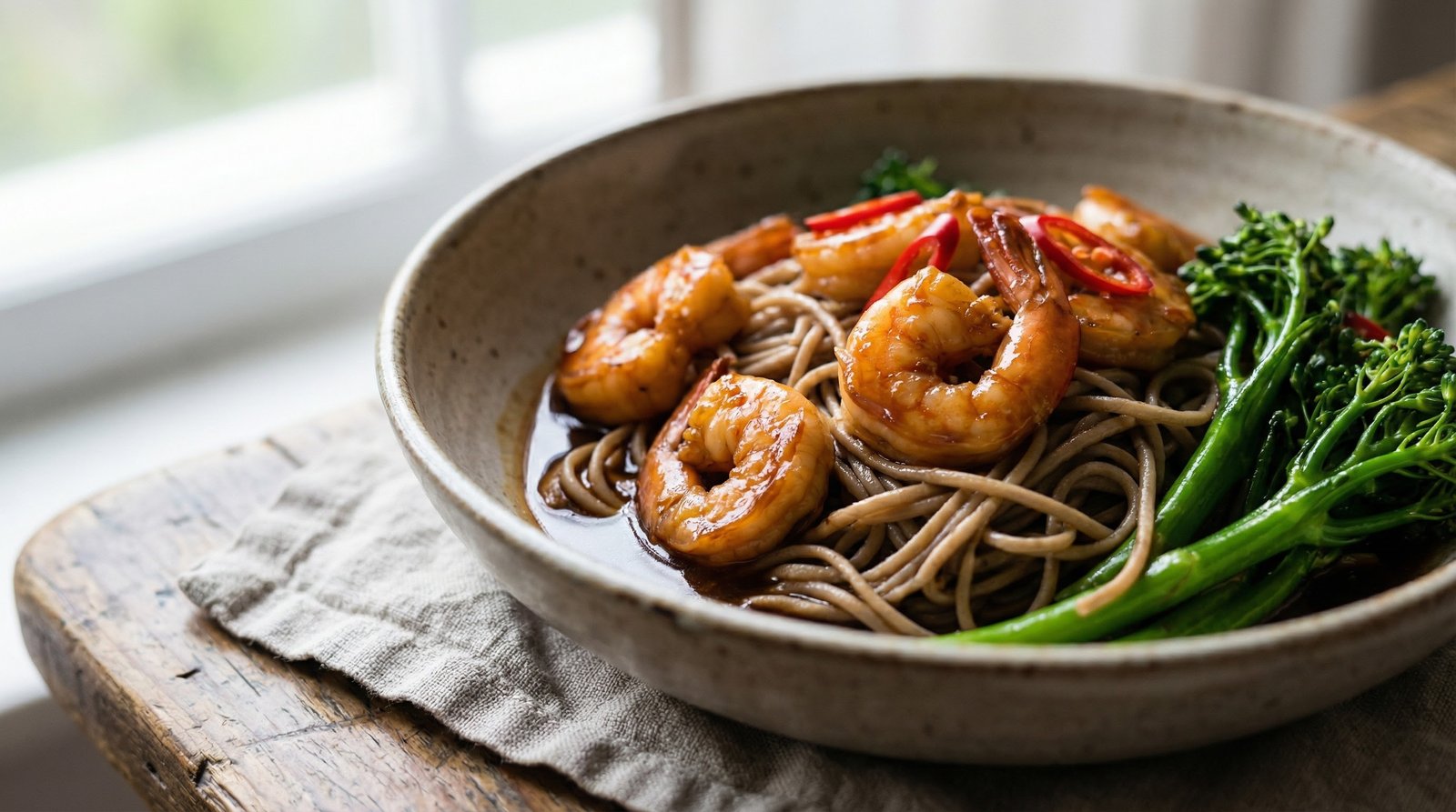 Teriyaki Prawn and Broccoli Noodles