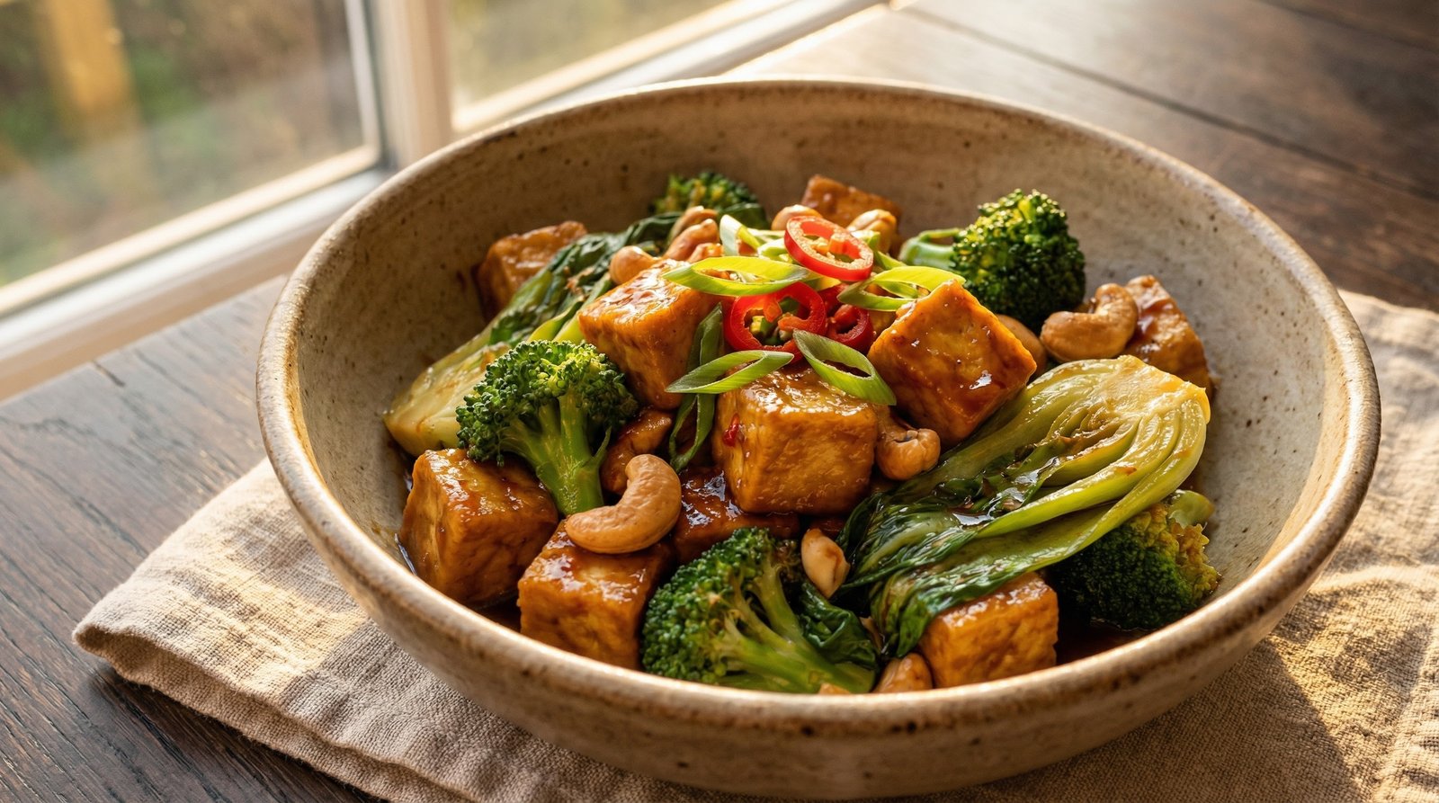 30-Minute Tofu, Greens, and Cashew Stir-Fry