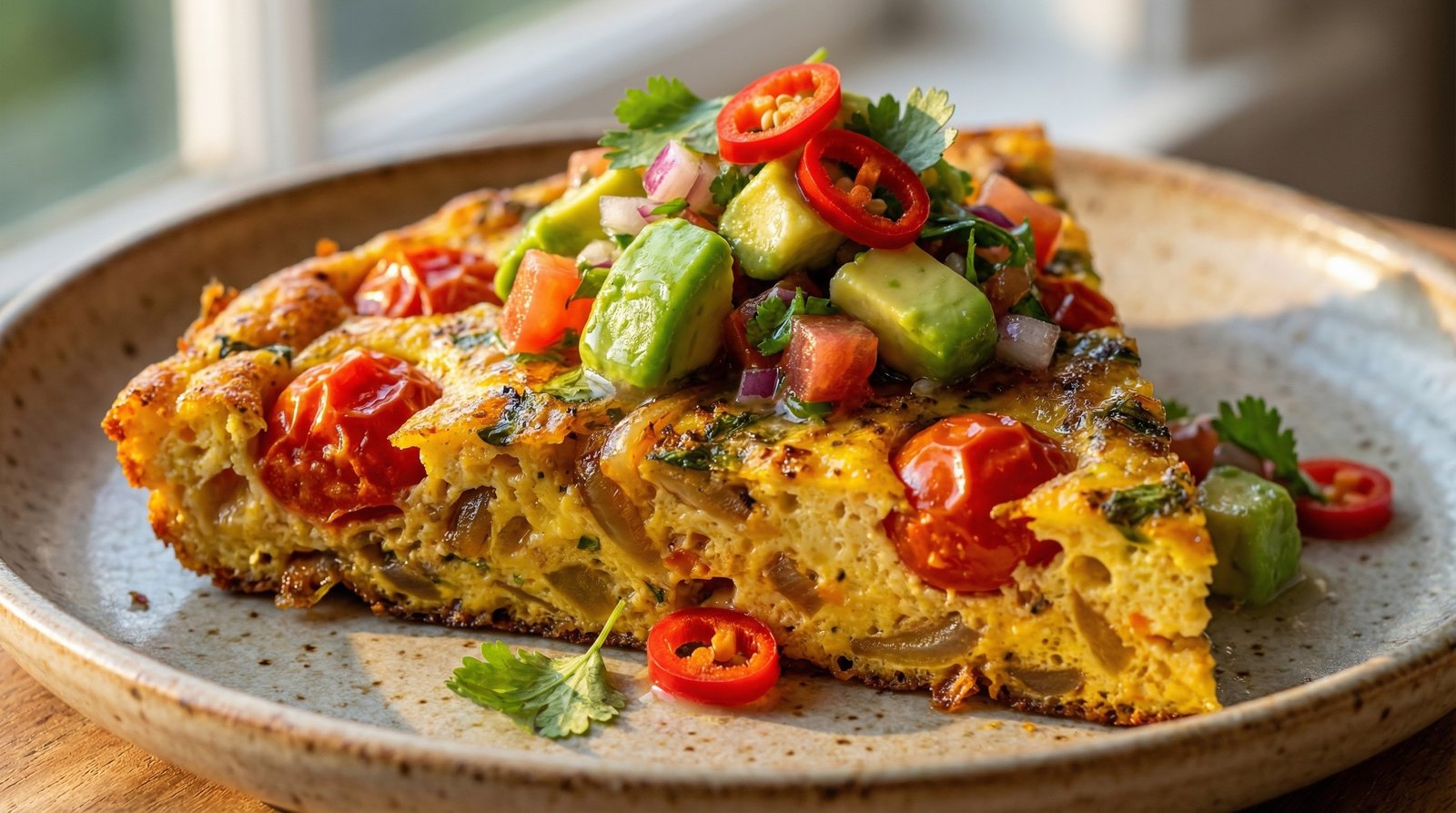 Skillet Masala Frittata with Avocado Salsa