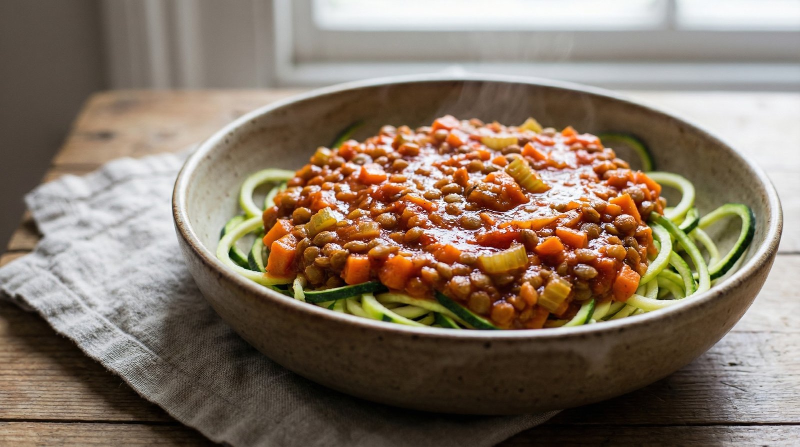 Stovetop Lentil Ragu with Courgetti