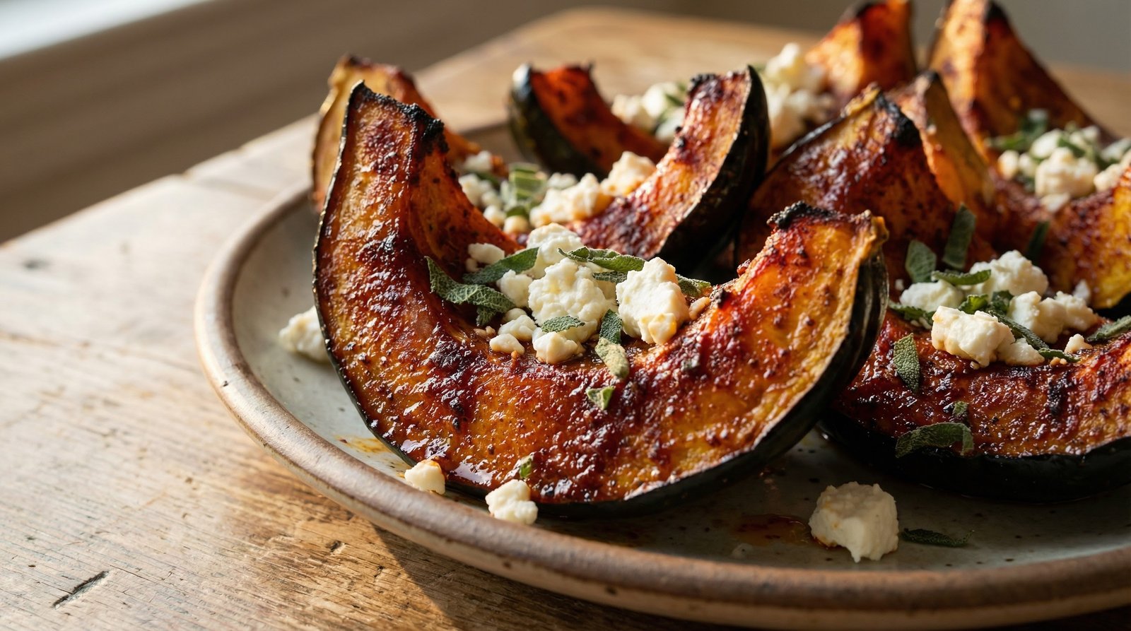 Air Fryer Spicy Acorn Squash with Feta