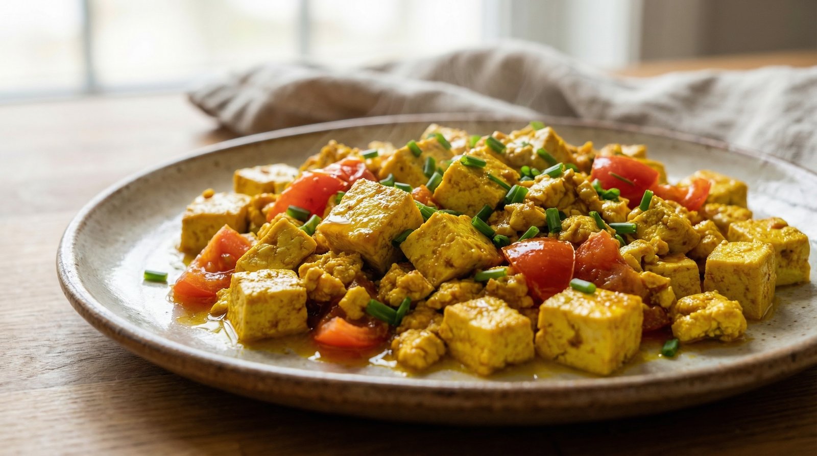 Tofu Scramble with Tomatoes and Chives