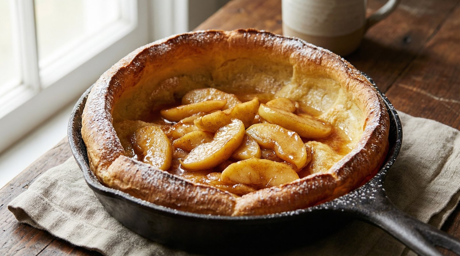 Skillet Caramelized Apple German Puffed Pancake