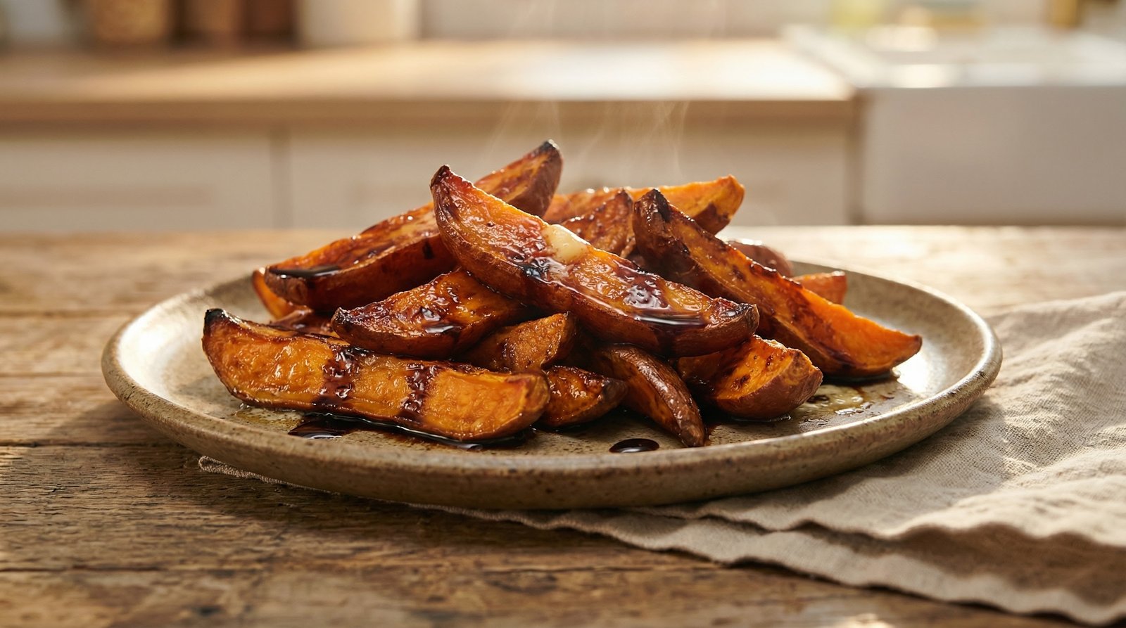 Balsamic-Roasted Sweet Potato Wedges