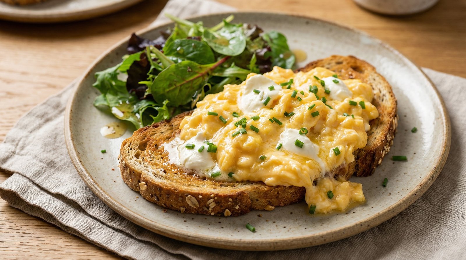 15-Minute Cream Cheese and Chive Scrambled Eggs