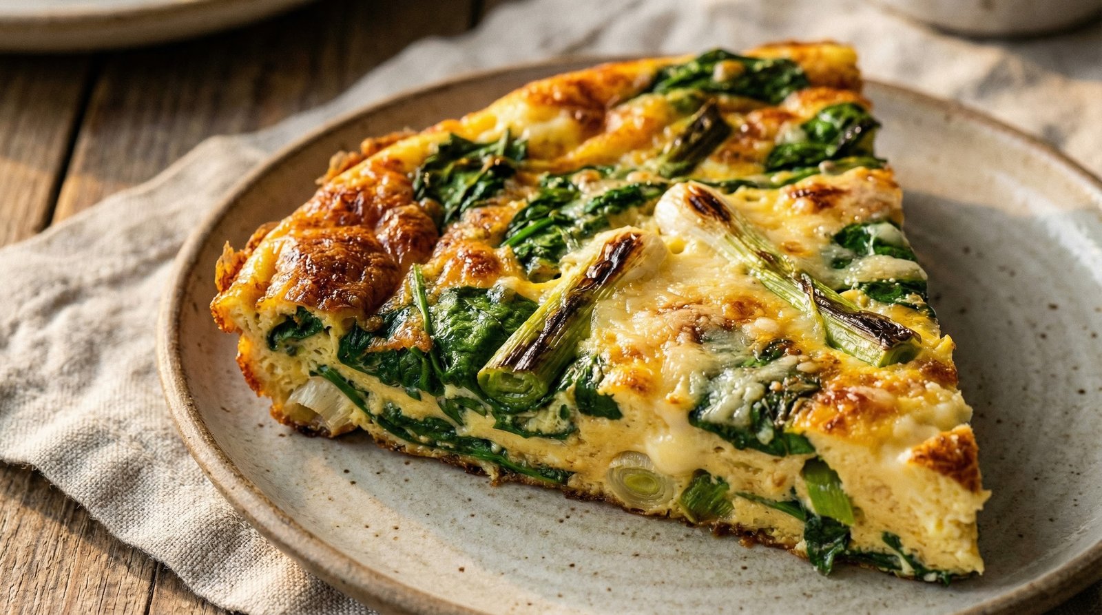 Skillet Spring Onion and Spinach Frittata
