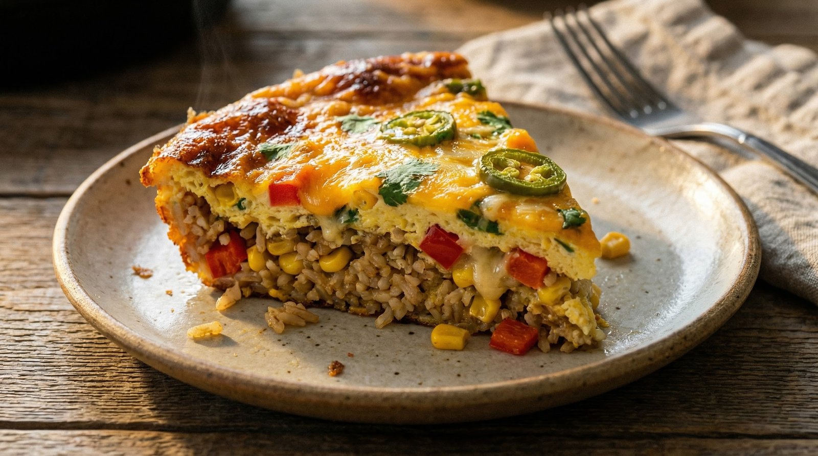 Skillet Southwestern Rice and Corn Frittata