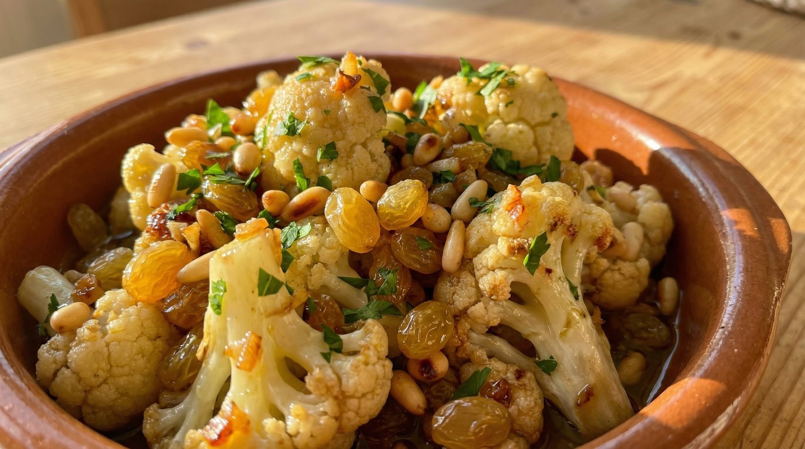 Cauliflower with Golden Raisins and Pine Nuts