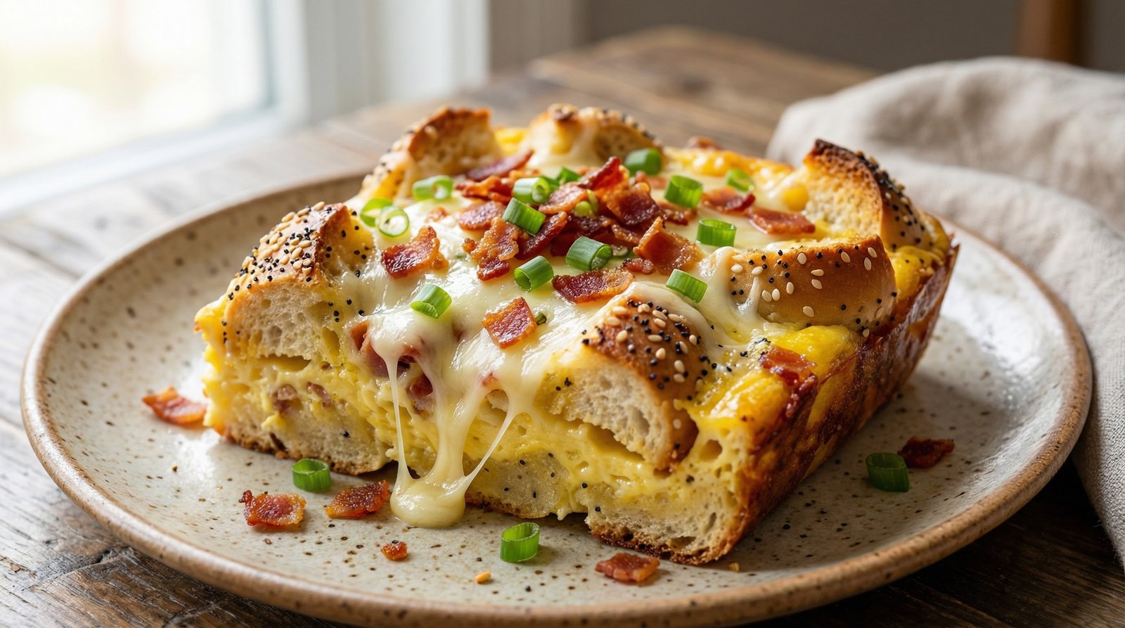 Cheesy Everything Bagel Breakfast Bake