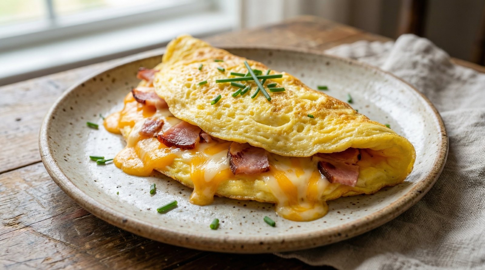 Air Fryer Ham and Cheese Omelet