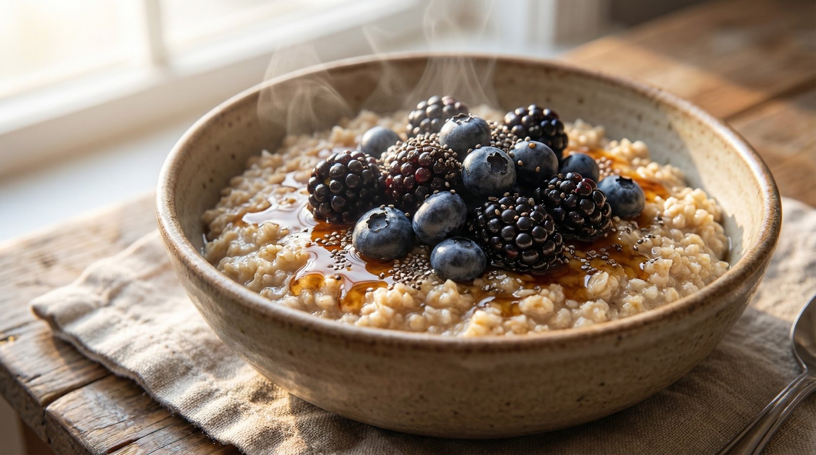 Microwave Steel-Cut Oats with Berries and Chia