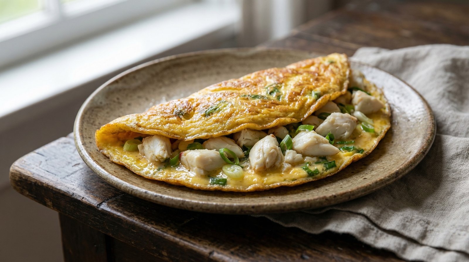 15-Minute Crabmeat and Green Onion Omelet