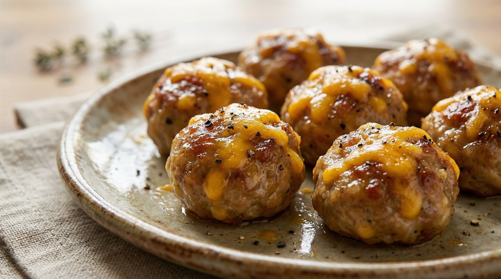 Cheesy Sausage and Beef Breakfast Balls