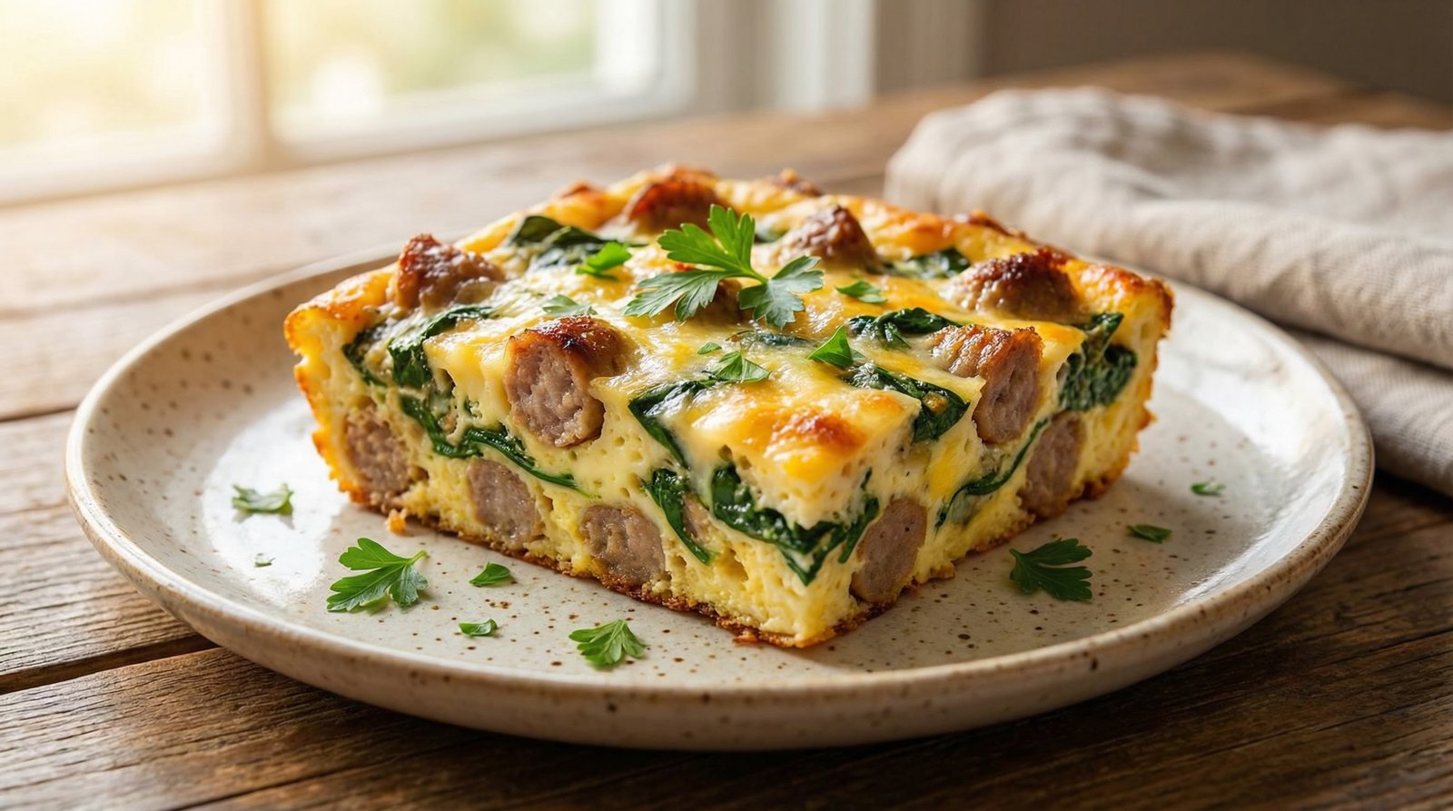 Sausage and Spinach Egg Bake